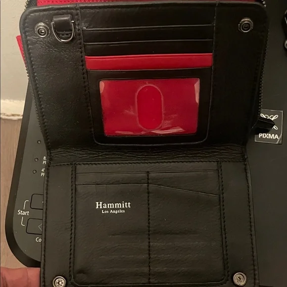 Hammitt Black  Pebbled Leather Stud Zip Wallet - Picture 3 of 6